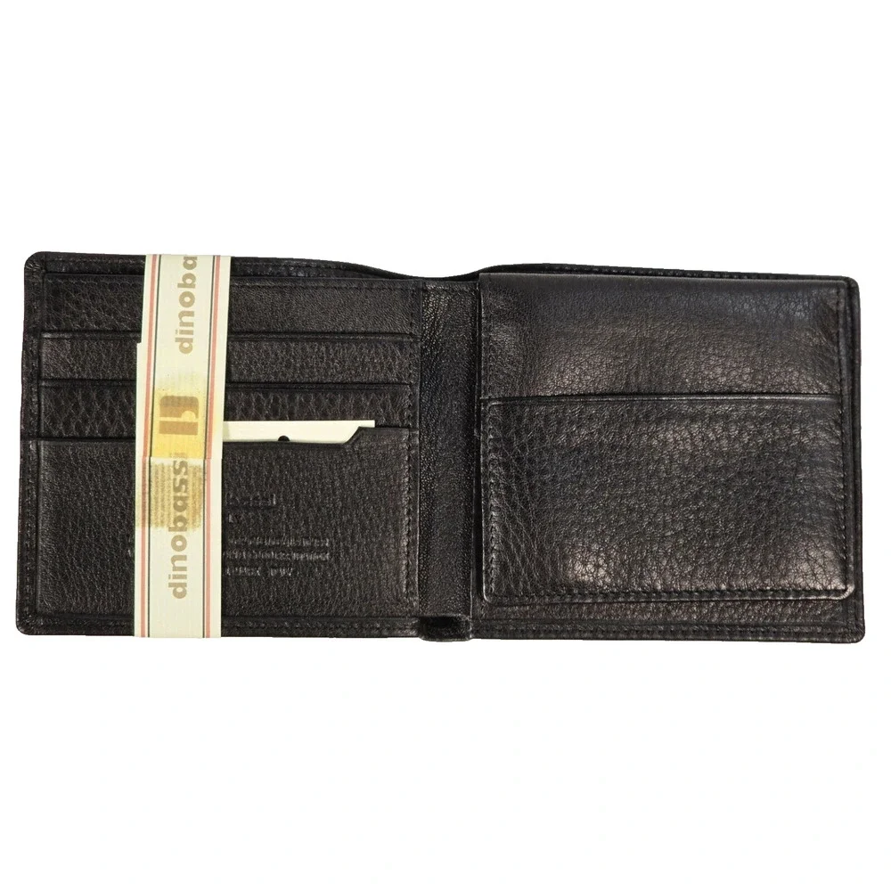 Dino Bassi Italy Men's Black Leather Wallet Billfold, New With Box